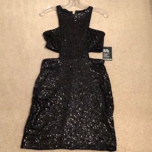 Express sequin black dress